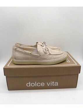 Dolce Vita Doris Women's Taupe Metallic Boat Shoes Size 7.5 NEW